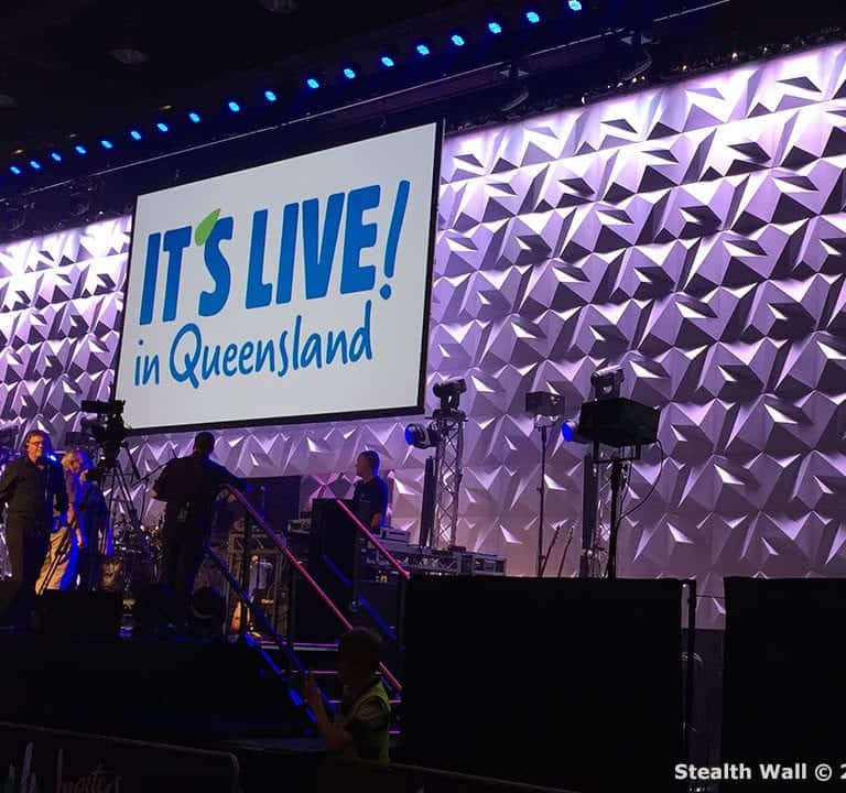 Stage Backdrops - QLD Toursim Event Backdrop - Modular Backdrops